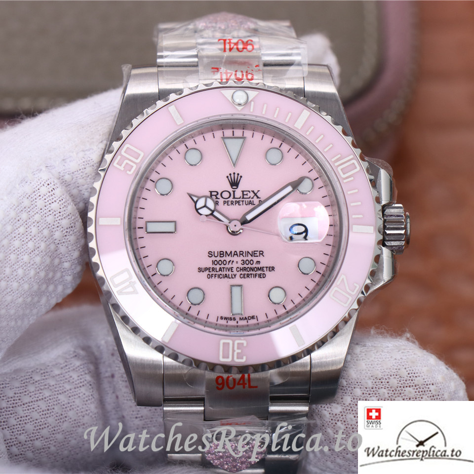 Swiss Rolex Submariner Replica Stainless steel strap 40MM Pink Dial - Replica Watches Shop