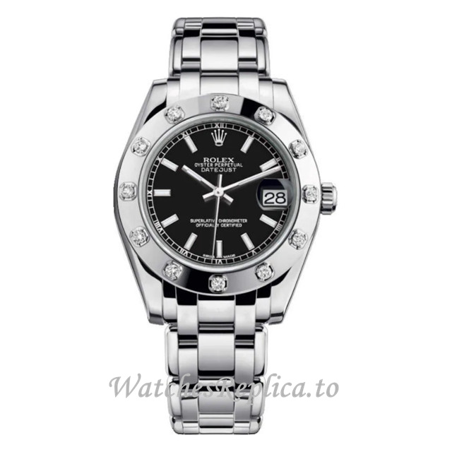 Replica Rolex Pearlmaster m81319-0027 34MM White Gold strap Ladies Watch - Replica Watches Shop