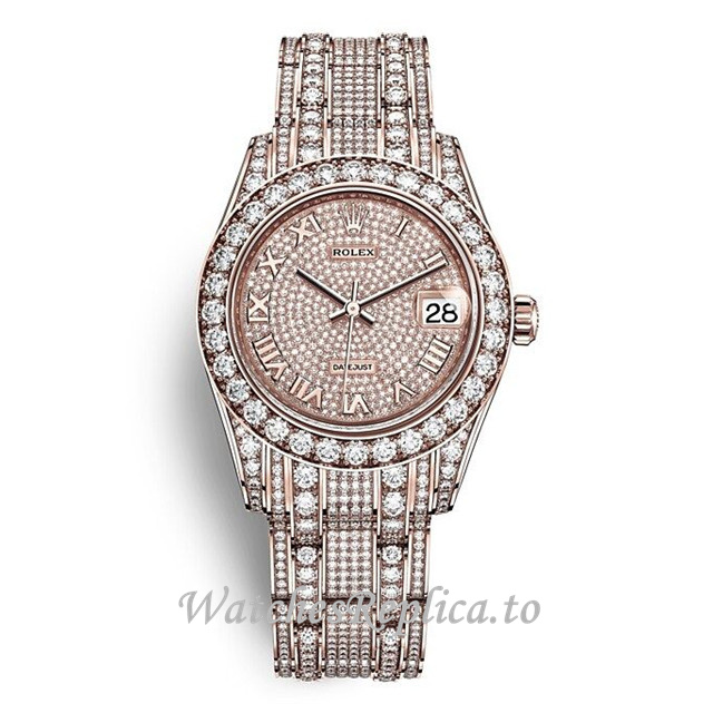 Replica Rolex Pearlmaster m81405rbr-0001 34MM Rose Gold strap Ladies Watch - Replica Watches Shop