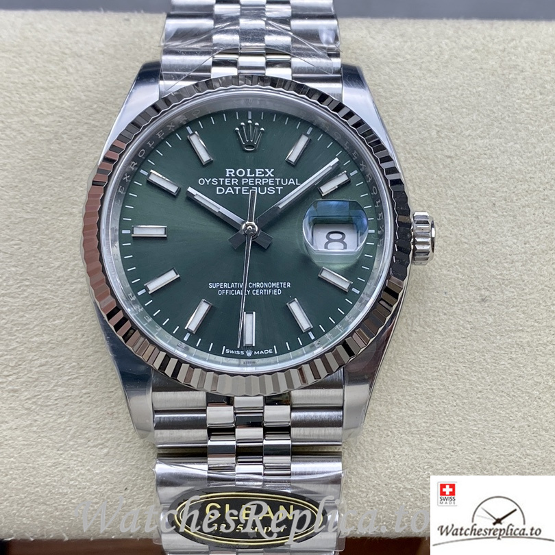 Swiss Rolex Datejust Replica 126234 Stainless steel strap 36MM Green Dial - Replica Watches Shop
