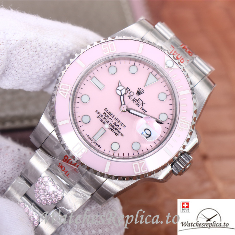 Swiss Rolex Submariner Replica Stainless steel strap 40MM Pink Dial - Replica Watches Shop