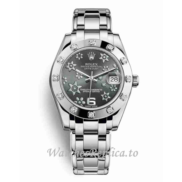 Replica Rolex Pearlmaster m81319-0037 34MM White Gold strap Ladies Watch - Replica Watches Shop