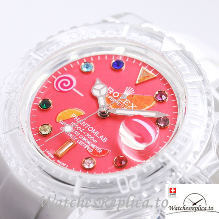 Swiss Rolex Submariner Replica Rubber strap 40MM PHANTOMLAB&ROLEX Red Dial - Replica Watches Shop