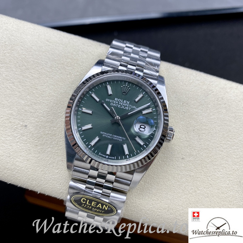 Swiss Rolex Datejust Replica 126234 Stainless steel strap 36MM Green Dial - Replica Watches Shop