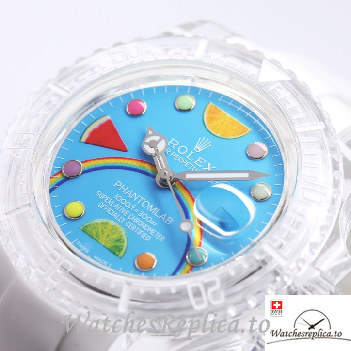 Swiss Rolex Submariner Replica Rubber strap 40MM PHANTOMLAB&ROLEX Blue Dial - Replica Watches Shop