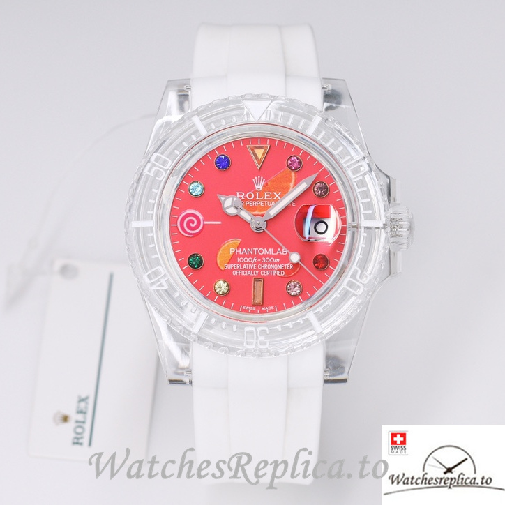 Swiss Rolex Submariner Replica Rubber strap 40MM PHANTOMLAB&ROLEX Red Dial - Replica Watches Shop