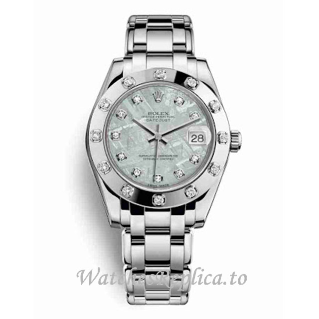 Replica Rolex Pearlmaster m81319-0016 34MM White Gold strap Ladies Watch - Replica Watches Shop
