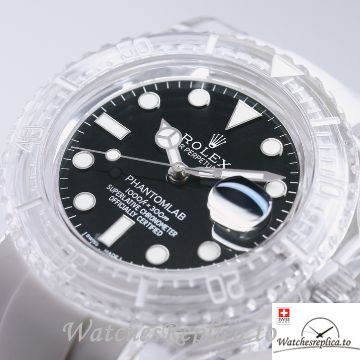 Swiss Rolex Submariner Replica Rubber strap 40MM PHANTOMLAB&ROLEX Black Dial - Replica Watches Shop