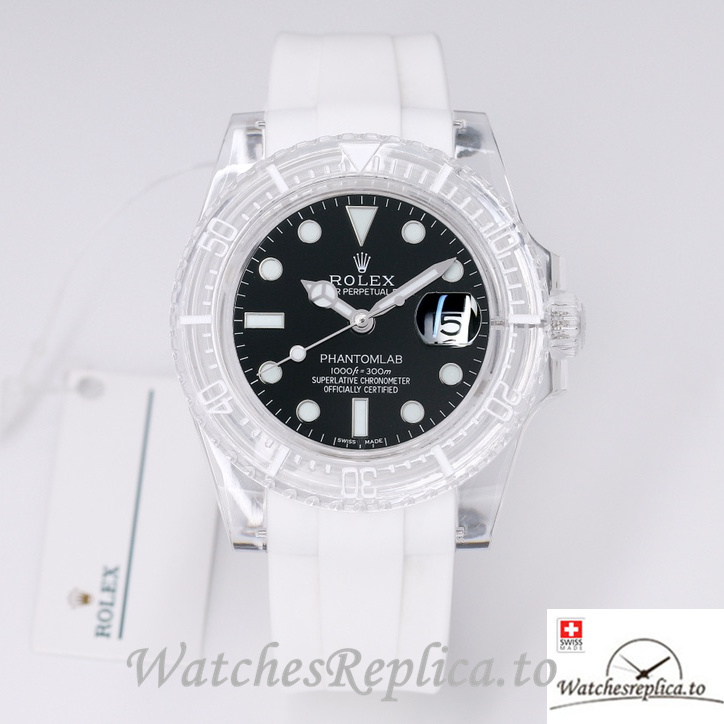 Swiss Rolex Submariner Replica Rubber strap 40MM PHANTOMLAB&ROLEX Black Dial - Replica Watches Shop